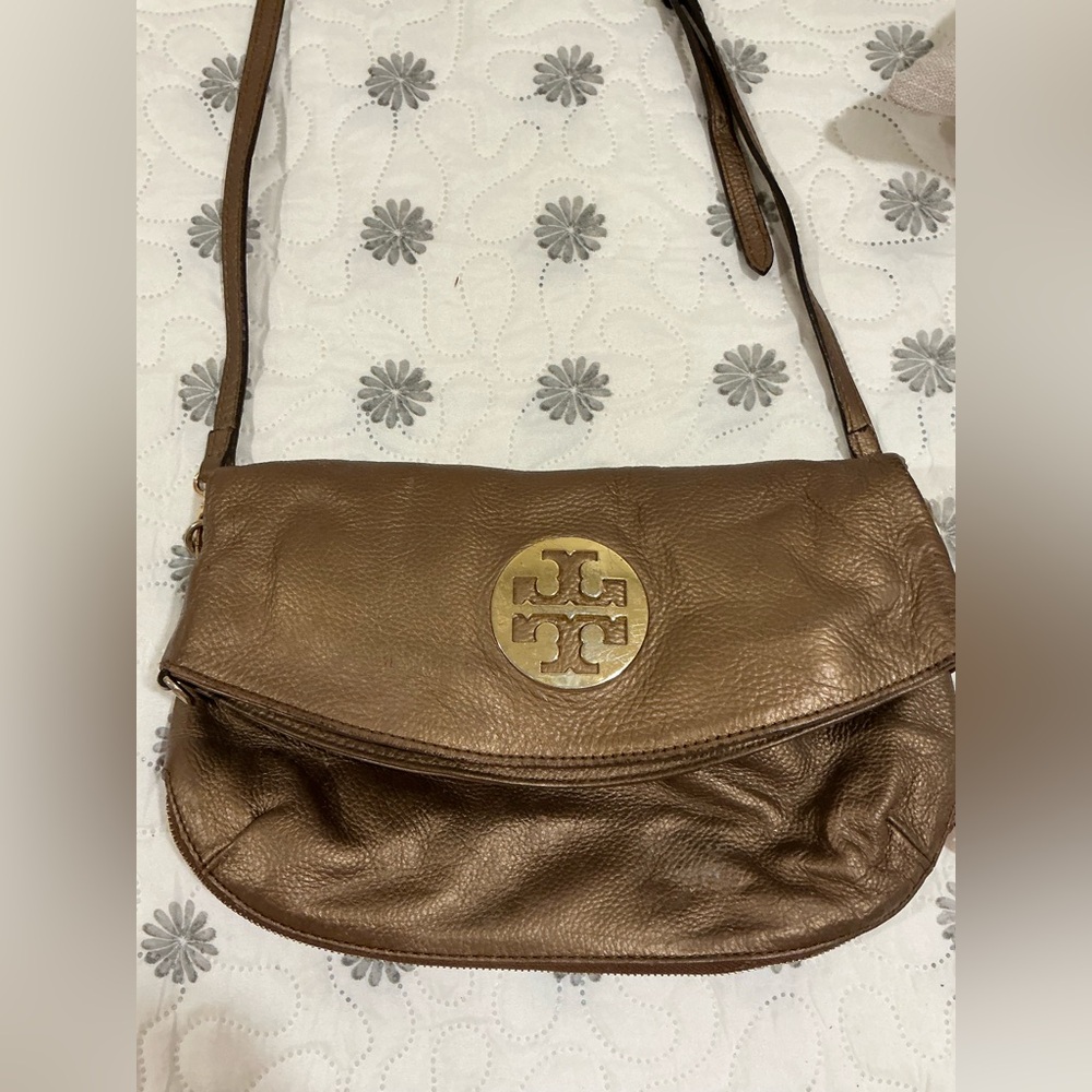 Tory Burch Metallic Brown Crossbody Bag